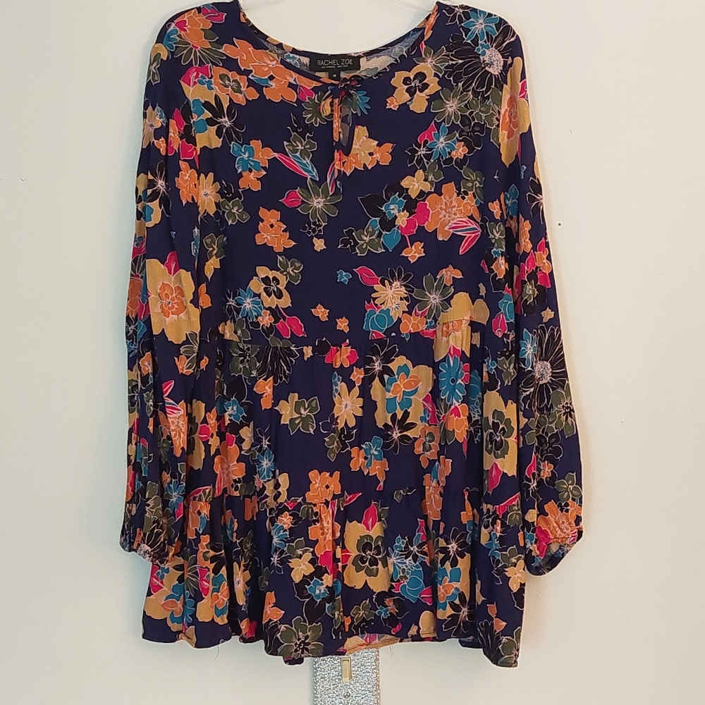 Rachel Zoe floral peasant blouse tunic size M